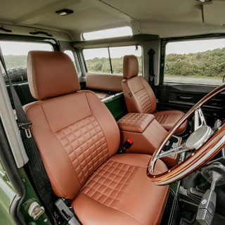 Cool-N-Vintage Front Seat Pair w/Cubby Defender Chestnut Leather