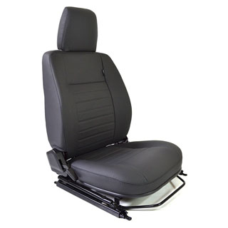 Classic Defender Heated Front Seats - Black Leather w/ White Stitching