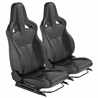 Elite Sports Seats - Black Leather w/ White Stitching
