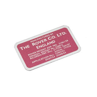 Rover Co Ltd England Plate