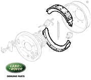 Parking Brake Shoes, Late Defender, Discovery II, Range Rover P38a