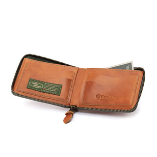 Wallet Land Rover Embossed Leather Zip - Tan