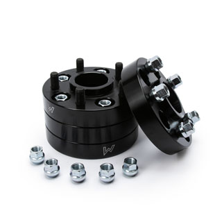 SET OF 4 BLACK ALLOY WHEEL SPACERS WITH NUTS