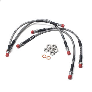 Stainless Flex Brake Lines Defender 1999-04 Non-ABS +4" Length