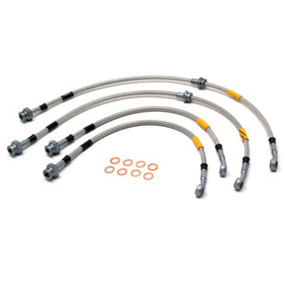 Stainless Steel Braided Brake Flex Line Set Extended 50mm (2In.) Discovery II 1999-2004