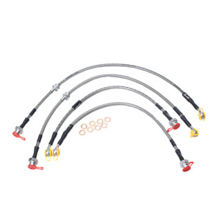 Stainless Steel Braided Brake Flex Line Set (+4") Discovery II 1999-2004