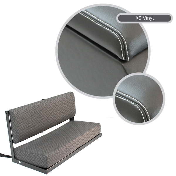 Rear Side Bench Seat For Series &amp; Defender - XS Black Vinyl White Stitch- Black Frame