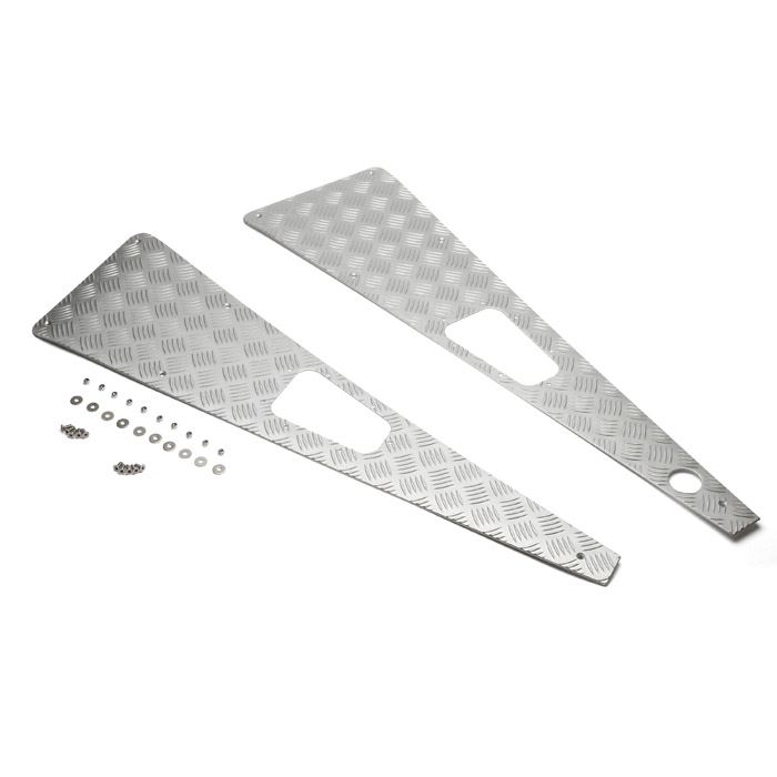 Wing Top Protector Set With RH Aerial 5 Bar Chequer Plate for Defender up to 2006 Silver