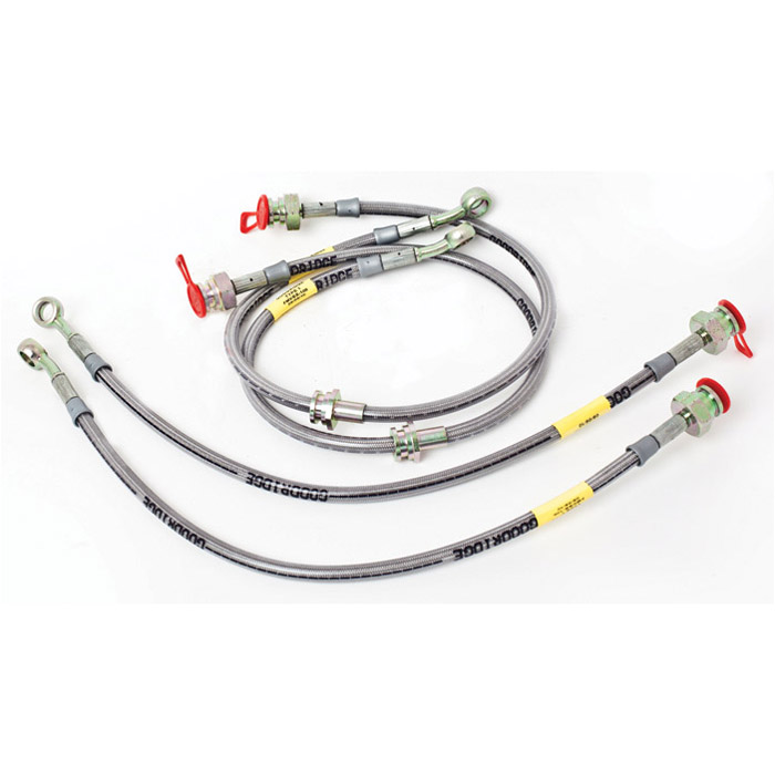 STAINLESS STEEL BRAIDED BRAKE FLEX LINE SET EXTENDED 50mm (2in.) DISCOVERY II 1999-2004